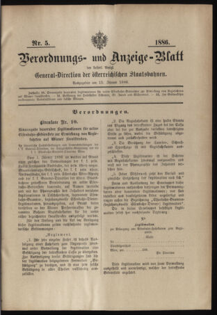 Verordnungs- und Anzeige-Blatt der k.k. General-Direction der österr. Staatsbahnen 18860113 Seite: 13