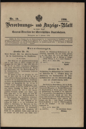 Verordnungs- und Anzeige-Blatt der k.k. General-Direction der österr. Staatsbahnen