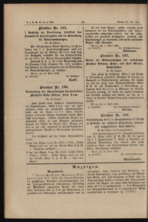 Verordnungs- und Anzeige-Blatt der k.k. General-Direction der österr. Staatsbahnen 18860419 Seite: 2