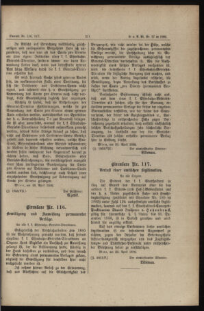 Verordnungs- und Anzeige-Blatt der k.k. General-Direction der österr. Staatsbahnen 18860430 Seite: 3