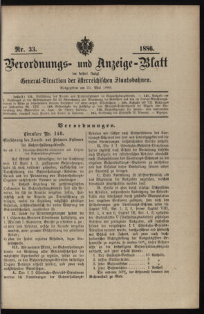 Verordnungs- und Anzeige-Blatt der k.k. General-Direction der österr. Staatsbahnen 18860531 Seite: 13