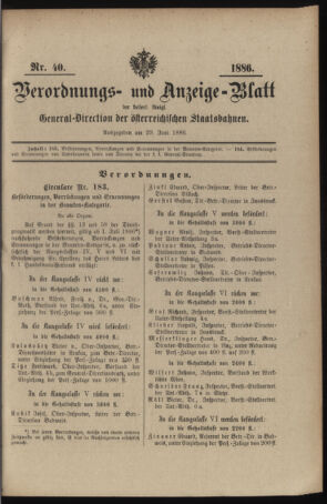 Verordnungs- und Anzeige-Blatt der k.k. General-Direction der österr. Staatsbahnen 18860629 Seite: 5