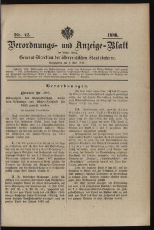 Verordnungs- und Anzeige-Blatt der k.k. General-Direction der österr. Staatsbahnen 18860701 Seite: 13