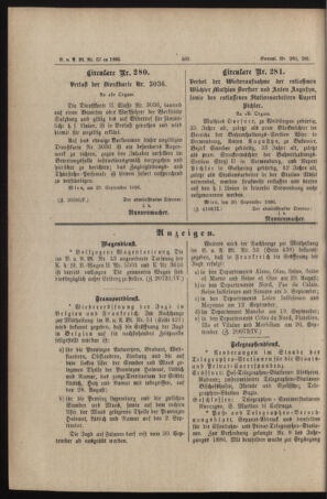 Verordnungs- und Anzeige-Blatt der k.k. General-Direction der österr. Staatsbahnen 18861004 Seite: 6