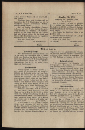 Verordnungs- und Anzeige-Blatt der k.k. General-Direction der österr. Staatsbahnen 18861011 Seite: 2