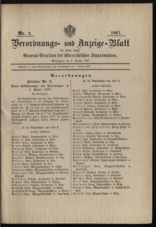 Verordnungs- und Anzeige-Blatt der k.k. General-Direction der österr. Staatsbahnen 18870104 Seite: 13