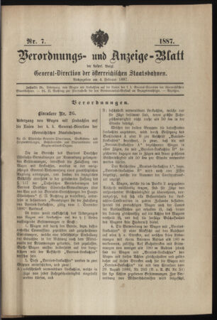 Verordnungs- und Anzeige-Blatt der k.k. General-Direction der österr. Staatsbahnen