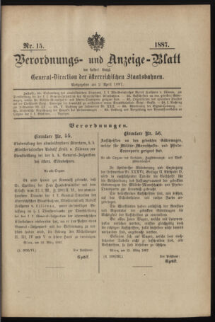 Verordnungs- und Anzeige-Blatt der k.k. General-Direction der österr. Staatsbahnen 18870328 Seite: 13