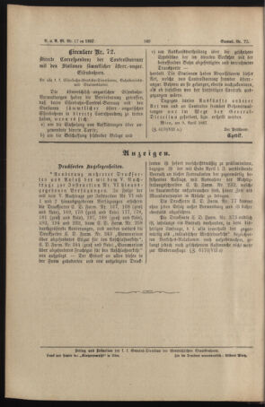 Verordnungs- und Anzeige-Blatt der k.k. General-Direction der österr. Staatsbahnen 18870414 Seite: 12