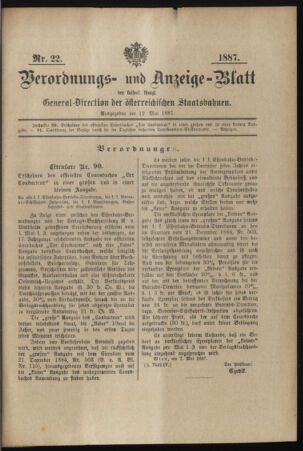 Verordnungs- und Anzeige-Blatt der k.k. General-Direction der österr. Staatsbahnen