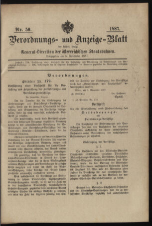 Verordnungs- und Anzeige-Blatt der k.k. General-Direction der österr. Staatsbahnen 18871105 Seite: 9