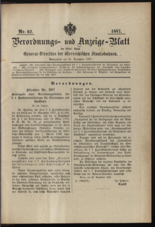 Verordnungs- und Anzeige-Blatt der k.k. General-Direction der österr. Staatsbahnen 18871231 Seite: 5