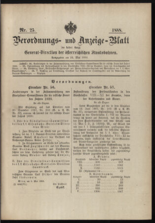 Verordnungs- und Anzeige-Blatt der k.k. General-Direction der österr. Staatsbahnen