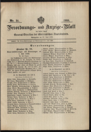 Verordnungs- und Anzeige-Blatt der k.k. General-Direction der österr. Staatsbahnen 18880626 Seite: 15