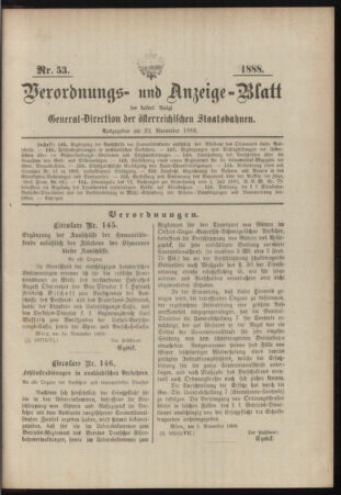 Verordnungs- und Anzeige-Blatt der k.k. General-Direction der österr. Staatsbahnen 18881113 Seite: 7