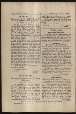 Verordnungs- und Anzeige-Blatt der k.k. General-Direction der österr. Staatsbahnen 18890625 Seite: 14