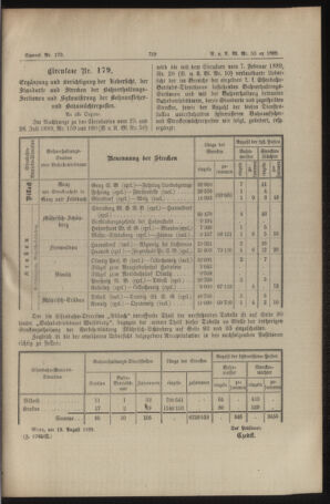 Verordnungs- und Anzeige-Blatt der k.k. General-Direction der österr. Staatsbahnen 18890823 Seite: 3