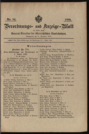 Verordnungs- und Anzeige-Blatt der k.k. General-Direction der österr. Staatsbahnen 18891231 Seite: 31