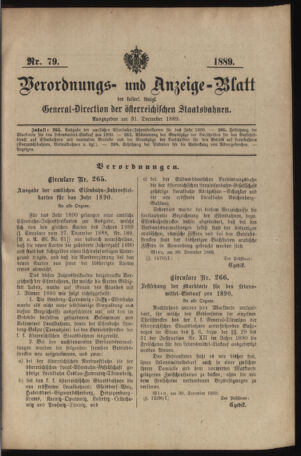 Verordnungs- und Anzeige-Blatt der k.k. General-Direction der österr. Staatsbahnen 18891231 Seite: 5