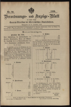 Verordnungs- und Anzeige-Blatt der k.k. General-Direction der österr. Staatsbahnen 18891231 Seite: 9