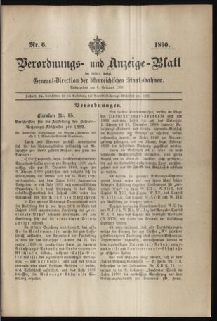 Verordnungs- und Anzeige-Blatt der k.k. General-Direction der österr. Staatsbahnen 18900204 Seite: 1