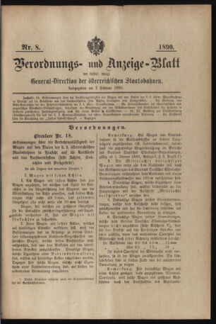 Verordnungs- und Anzeige-Blatt der k.k. General-Direction der österr. Staatsbahnen 18900207 Seite: 1