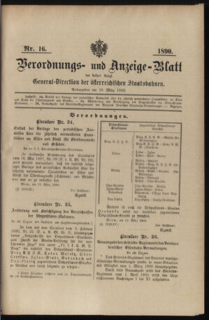 Verordnungs- und Anzeige-Blatt der k.k. General-Direction der österr. Staatsbahnen 18900319 Seite: 27