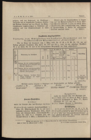 Verordnungs- und Anzeige-Blatt der k.k. General-Direction der österr. Staatsbahnen 18900413 Seite: 20