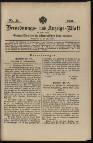 Verordnungs- und Anzeige-Blatt der k.k. General-Direction der österr. Staatsbahnen 18900521 Seite: 1