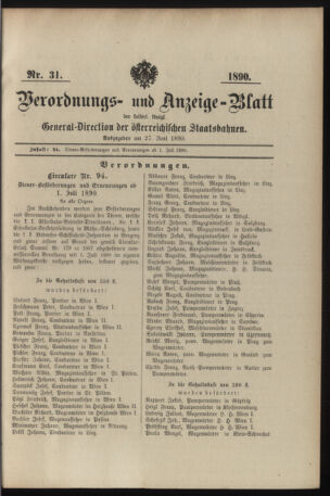 Verordnungs- und Anzeige-Blatt der k.k. General-Direction der österr. Staatsbahnen 18900627 Seite: 17