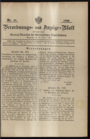 Verordnungs- und Anzeige-Blatt der k.k. General-Direction der österr. Staatsbahnen 18901012 Seite: 1