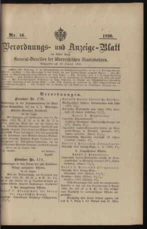 Verordnungs- und Anzeige-Blatt der k.k. General-Direction der österr. Staatsbahnen 18901016 Seite: 1