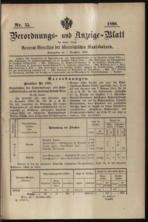 Verordnungs- und Anzeige-Blatt der k.k. General-Direction der österr. Staatsbahnen 18901207 Seite: 1