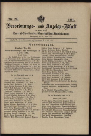 Verordnungs- und Anzeige-Blatt der k.k. General-Direction der österr. Staatsbahnen 18910630 Seite: 15