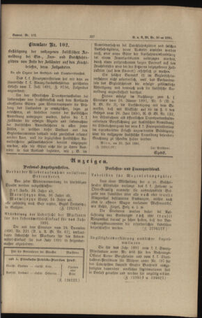 Verordnungs- und Anzeige-Blatt der k.k. General-Direction der österr. Staatsbahnen 18910801 Seite: 7