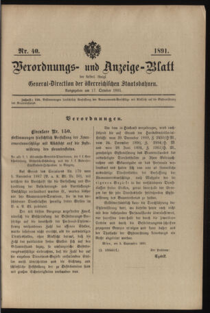 Verordnungs- und Anzeige-Blatt der k.k. General-Direction der österr. Staatsbahnen 18911017 Seite: 17