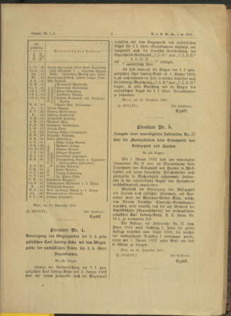 Verordnungs- und Anzeige-Blatt der k.k. General-Direction der österr. Staatsbahnen 18920106 Seite: 5