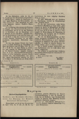 Verordnungs- und Anzeige-Blatt der k.k. General-Direction der österr. Staatsbahnen 18920430 Seite: 13