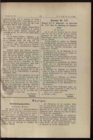 Verordnungs- und Anzeige-Blatt der k.k. General-Direction der österr. Staatsbahnen 18920830 Seite: 3