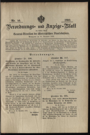 Verordnungs- und Anzeige-Blatt der k.k. General-Direction der österr. Staatsbahnen 18921231 Seite: 7