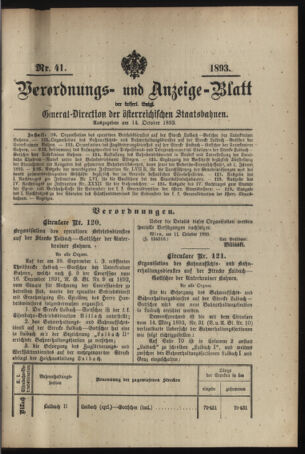 Verordnungs- und Anzeige-Blatt der k.k. General-Direction der österr. Staatsbahnen