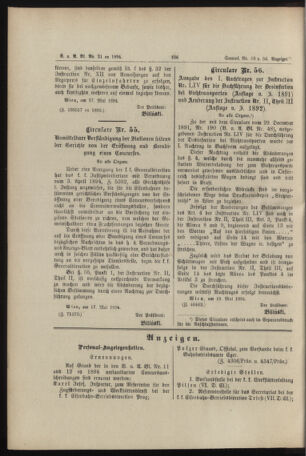 Verordnungs- und Anzeige-Blatt der k.k. General-Direction der österr. Staatsbahnen 18940526 Seite: 2