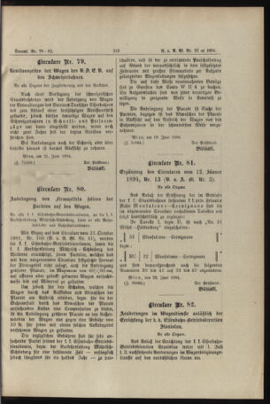 Verordnungs- und Anzeige-Blatt der k.k. General-Direction der österr. Staatsbahnen 18940630 Seite: 47