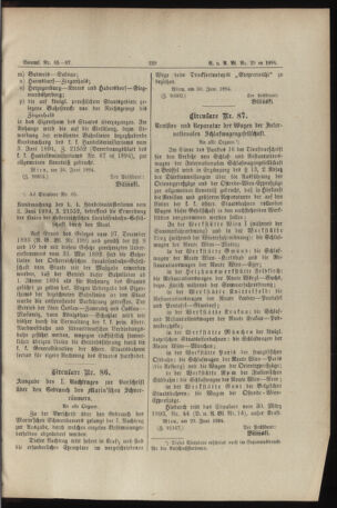 Verordnungs- und Anzeige-Blatt der k.k. General-Direction der österr. Staatsbahnen 18940707 Seite: 7