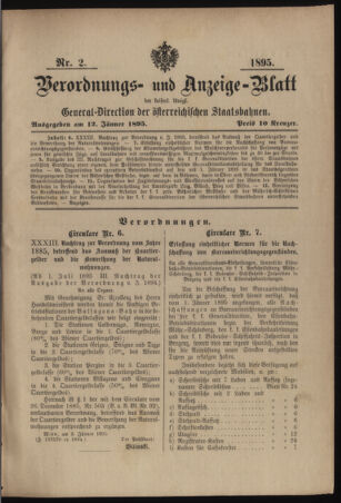 Verordnungs- und Anzeige-Blatt der k.k. General-Direction der österr. Staatsbahnen 18950112 Seite: 1