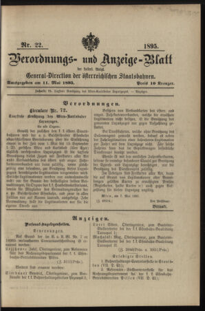 Verordnungs- und Anzeige-Blatt der k.k. General-Direction der österr. Staatsbahnen