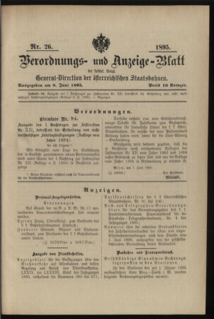 Verordnungs- und Anzeige-Blatt der k.k. General-Direction der österr. Staatsbahnen 18950608 Seite: 1