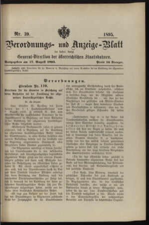 Verordnungs- und Anzeige-Blatt der k.k. General-Direction der österr. Staatsbahnen 18950817 Seite: 7