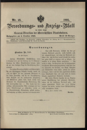 Verordnungs- und Anzeige-Blatt der k.k. General-Direction der österr. Staatsbahnen 18951005 Seite: 5