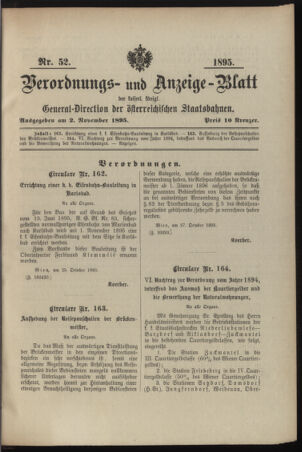 Verordnungs- und Anzeige-Blatt der k.k. General-Direction der österr. Staatsbahnen 18951102 Seite: 1